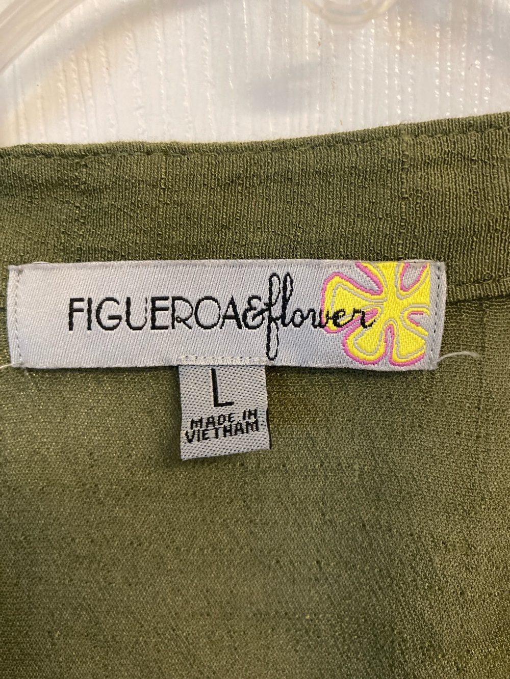 FIGLEAVEN Olive Embroidered Button-Down Blouse - Picture 2 of 8